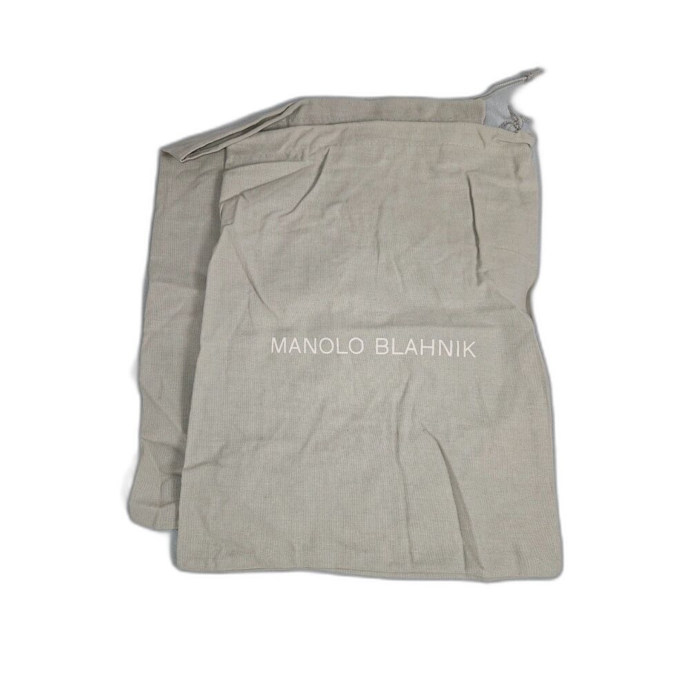 Set of 2 Authentic Manolo Blahnik Gray Linen Shoe Dust Bags Drawstring 12.5"x10"
